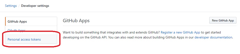 Personal access tokensの設定