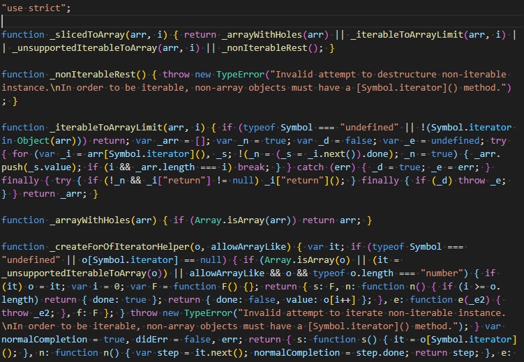 Babel でトランスパイルされた JavaScript コード
