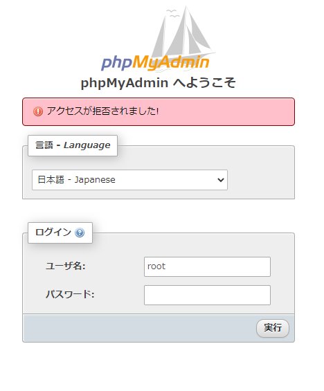 設定後に phpMyAdmin に root でログインしようとしてエラー