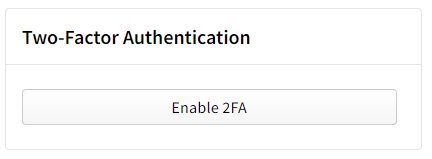 npm アカウントの管理画面から Enable 2FA をクリック