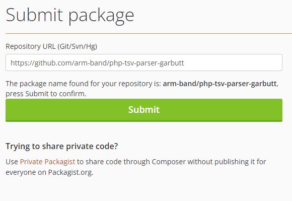 Packagist でパッケージを公開するために Github のリポジトリのURLを指定