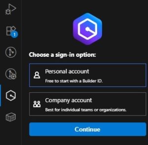 「Personal account」を選択して「Continue」ボタンをクリック