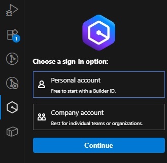 「Personal account」を選択して「Continue」ボタンをクリック